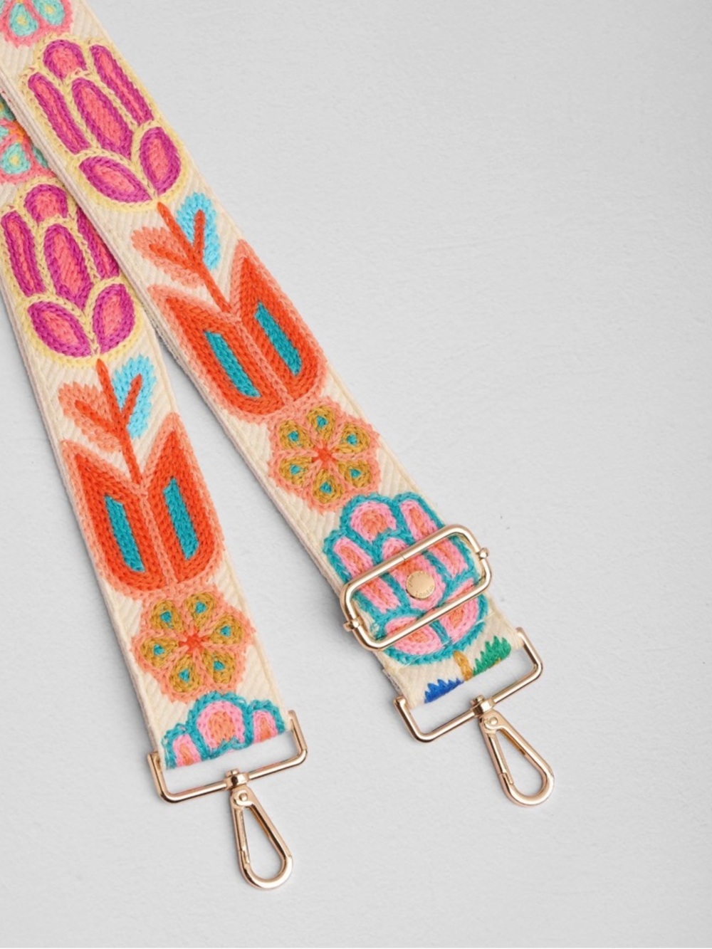 Strap Floral Mongo Knit Adjustable Strap with Gold Hardware